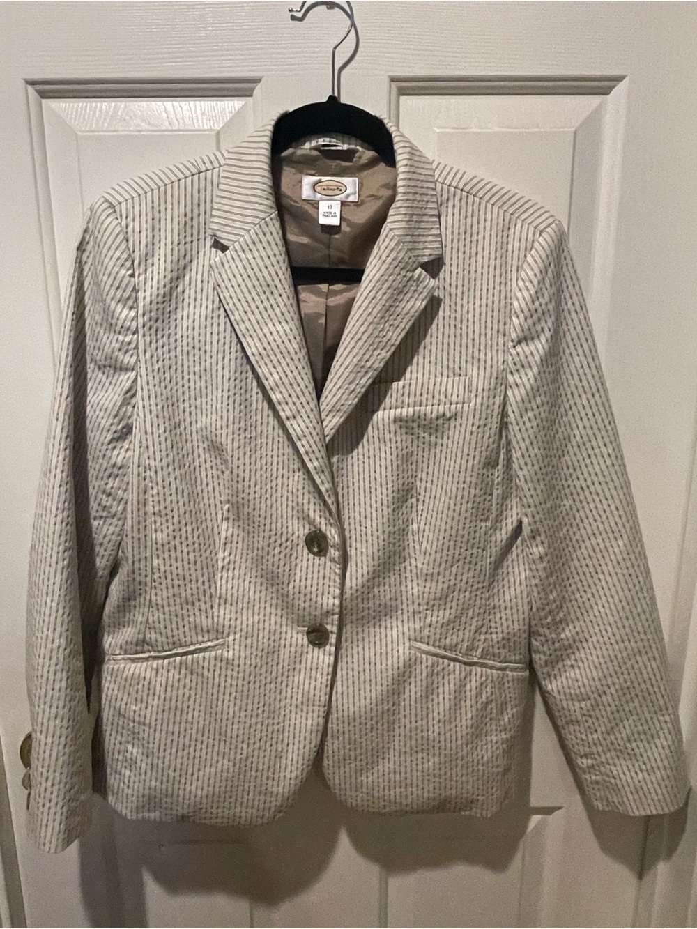 Talbots Cream and Gray Pinstripe Blazer